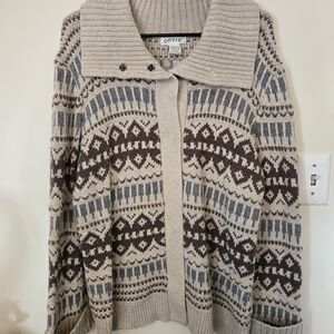 Orvis Nordic Pattern Cardigan - Cream, Brown, and Blue